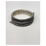 Vtg. Carved Chrysanthemum Brooch w/Black Crystals