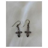 Sterling Silver Celtic Knot Cross Dangle Earrings