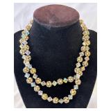 Vtg. Gold Tone Filigree & Crystal Bead Necklace