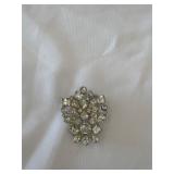 Vintage Silver Tone Rhinestone Brooch 1.75'x2.25'