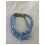 Vintage Light Blue Aurora Borealis Crystal Double