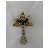 Vintage Gold-Tone and Silver-Tone Flower Brooch w/