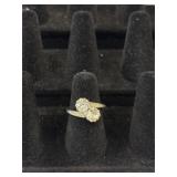 Silver Tone Rhinestone Bypass Ring  Size