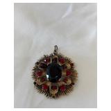 Vintage Gold Tone Pendant with Flower Design &