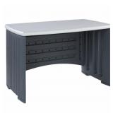 ICEBERG Office Desk: Plastic, Charcoal/Silver,
