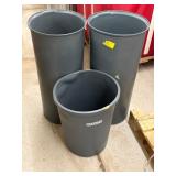 3- T ash Cans, 2- 22gal, 1- 44 Qt