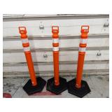 3 orange safety cones plastic 50'/ weighted bases
