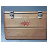 Vintage, Little Brown Chest metal ice box/cooler