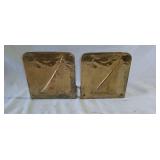 Pair of brass plate on steel bookends with