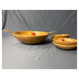Vintage wooden salad bowl set