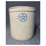 Vintage Blue star stoneware crock 3 gal