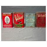 4-Vintage tobacco tins ' Prince Albert, Velvet'