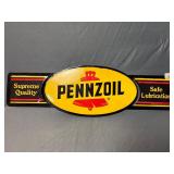 Vintage metal Pennzoil safe lubrication sign