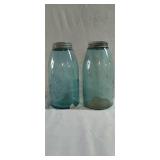 (2) Half Gallon Blue Ball Mason Canning Jars with