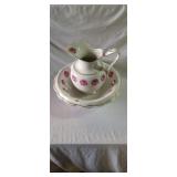 Antique Queen porcelain wash pitcher and basin