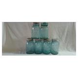 (6) Blue Canning Jars -