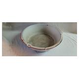 Vintage Enamel Wash Basin with Red Trim 16.25'
