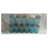 11 - Blue ball perfect mason quart jars with zinc