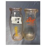 2 - Half-pint glass milk bottle