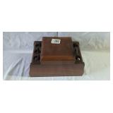 Wood Pipe Stand with Six Pipes & Center Humidor