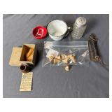 Thimble holder, vintage 'Mail-Me' paper dart kits