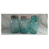 3 - Blue quart ball jars