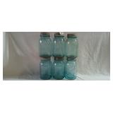 6 - Blue ball perfect mason quart jars