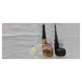 (2) Leather Tobacco Pipes (France) 5.5'