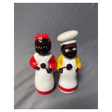 2 Vintage Black Americana Salt & Pepper Shakers