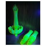 Fostoria Heirloom Vaseline Opalescent candleholder