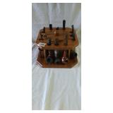 Vintage Smoking Stand with Glass Center Humidor &