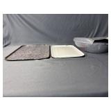 3 - Galvanized bedpan, 2 metal trays