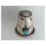 Vintage Sterling Sewing Thimble w/Turquoise Stone