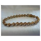 925 China Gold Tone Heart-Shaped Link Tennis
