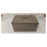 Metal strong box with lock and key