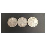 (3) 90% Walking Liberty Half Dollars