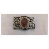 Western style belt buckle with agate stone