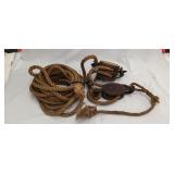 Antique UW wooden block and tackle set with rope
