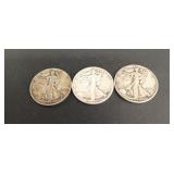 (3) 90% Walking Liberty Half Dollars