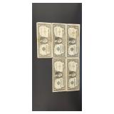 (5) 1957 $1 Silver Certificates