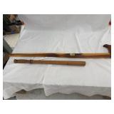 Lot of 2; wooden walking cane & tire club