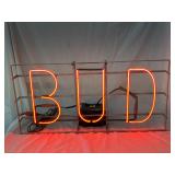 Vintage Budweiser 'BUD' red neon sign.