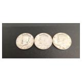 (3) 90% Kennedy Half Dollars