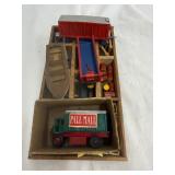 Vintage handmade wooden toy train car,