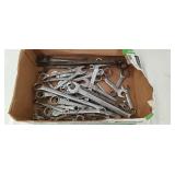 Flat of various sizes of wrenches