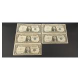 (5) 1957 $1 Silver Certificates