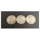 (3) 90% Walking Liberty Half Dollars