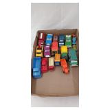 Diecast and plastic toy cars and trucks assortment
