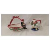 Fitz and Floyd ceramic basket with scruge figure &