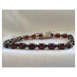 Sterling Silver Garnet Tennis Bracelet WT 13.7 Gr.